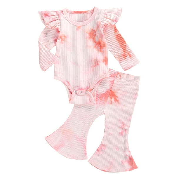Baby Girl 2 Piece Pyjamas Long Sleeve Ruffle Romper Bodysuit and Pants Fall Winter Outfit Clothes Set